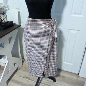 Madewell Sarong Midi Skirt in Rainbow Gingham